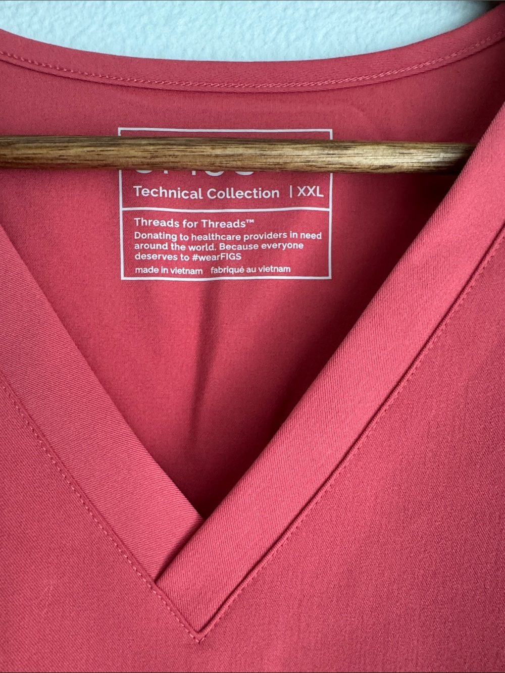 Figs Women's V-Neck Scrub Top in Coral - Picture 2 of 2